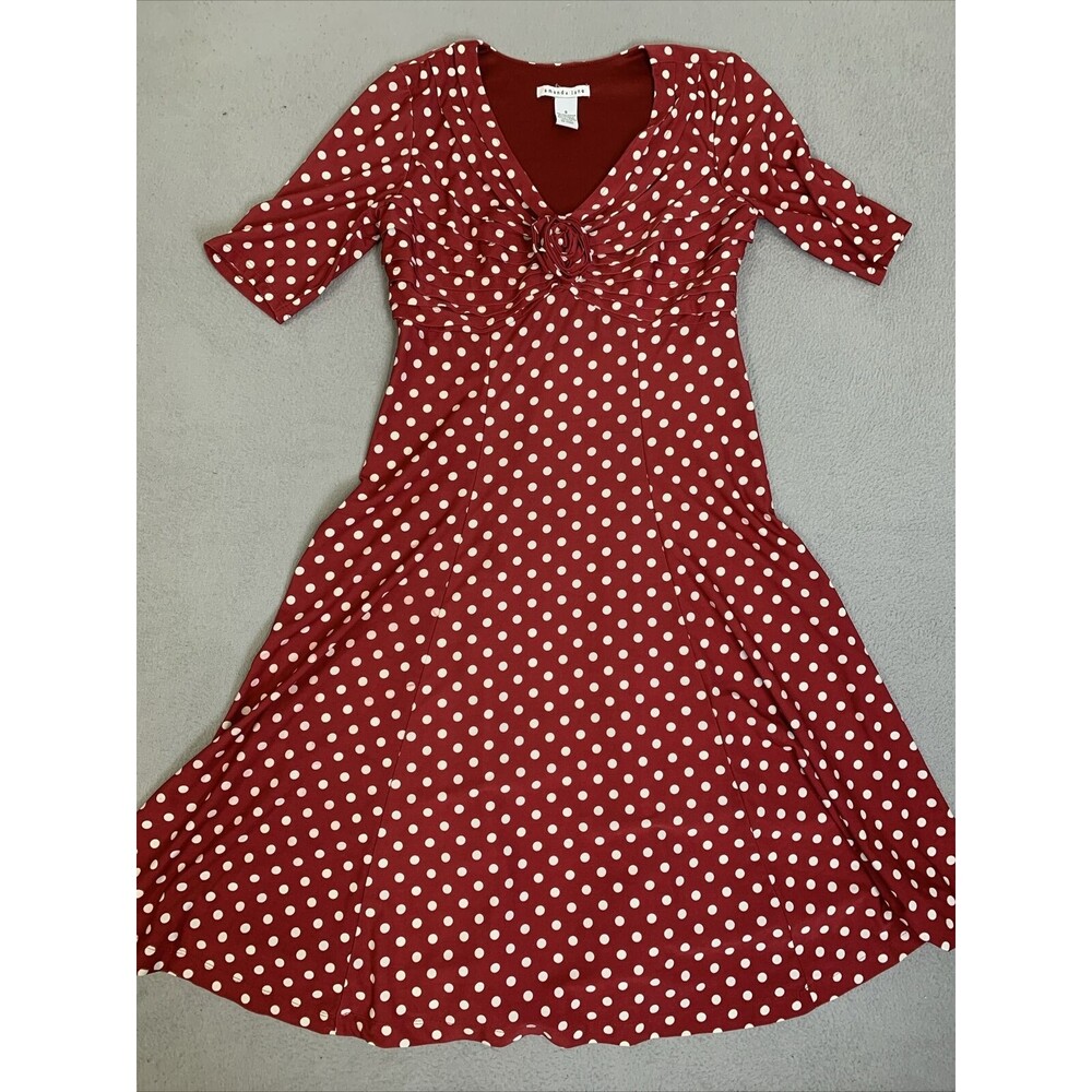 Amanda Lane Dress Women’s Size Small Red And White Polka Dot Mid RN 109881
